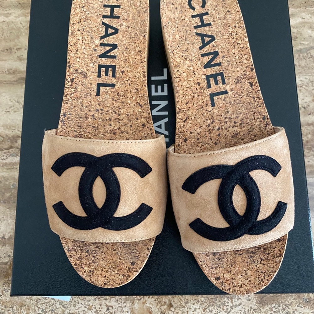 Chanel Interlocking CC Logo Slides / Mules
